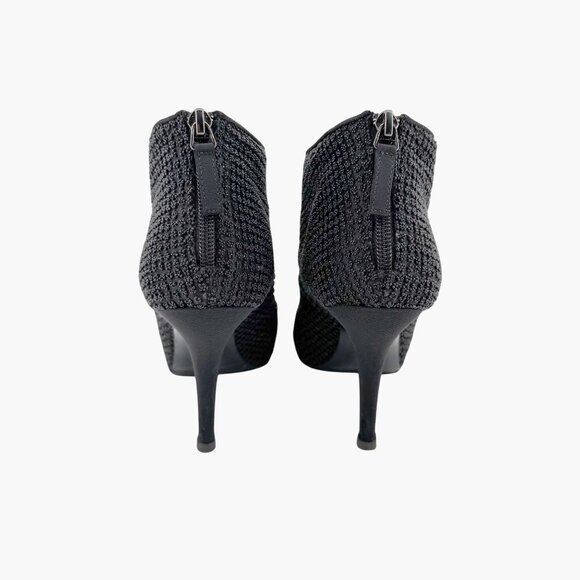 Chanel CC Cap Toe Ankle Booties Size 38.5 US 7.5-8 Black Beaded High Heel Boot - Picture 8 of 16